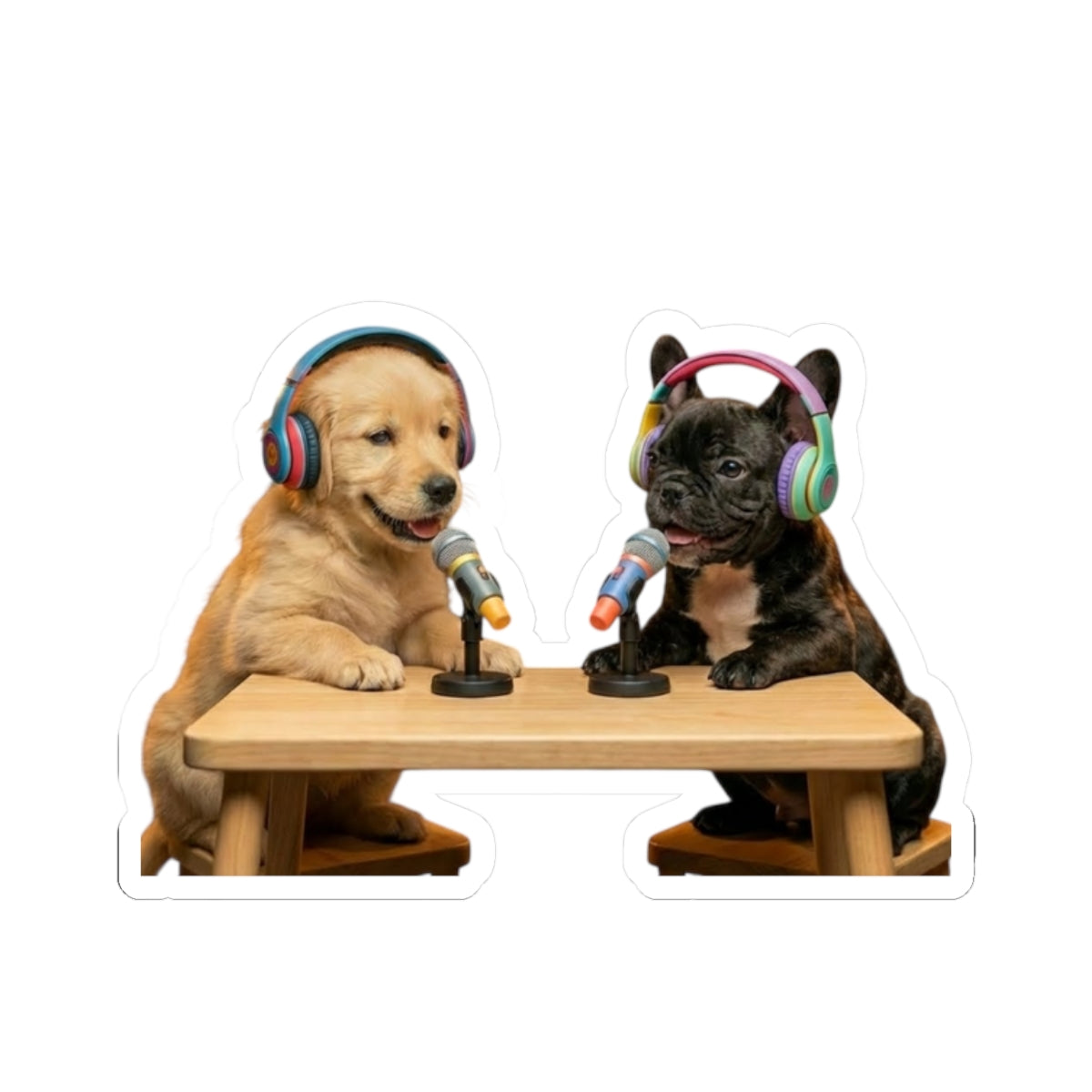 Goldie & Frenchie Podcast Puppies Kiss-Cut Sticker