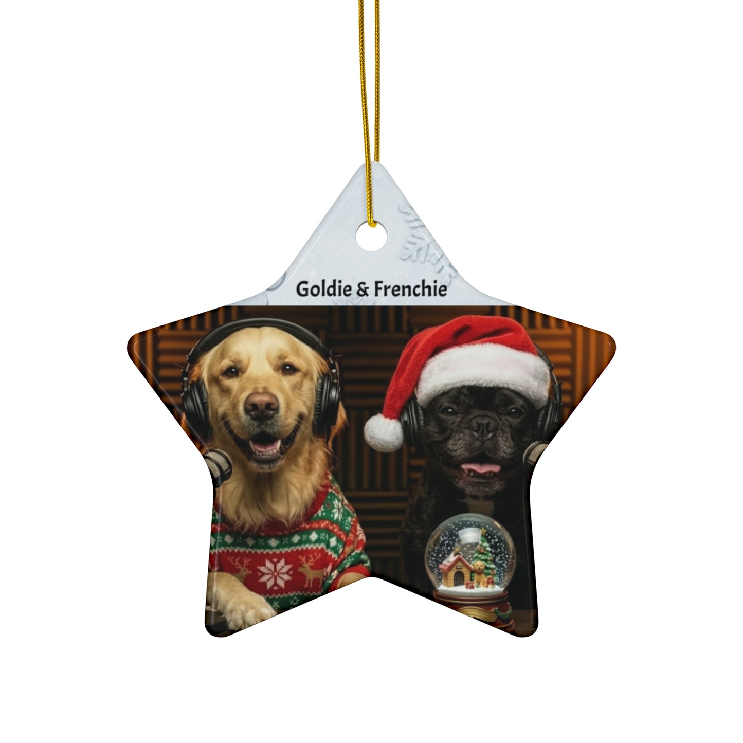 Goldie & Frenchie Christmas Ceramic Ornament