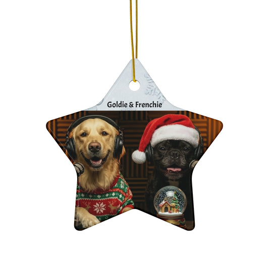 Goldie & Frenchie Christmas Ceramic Ornament