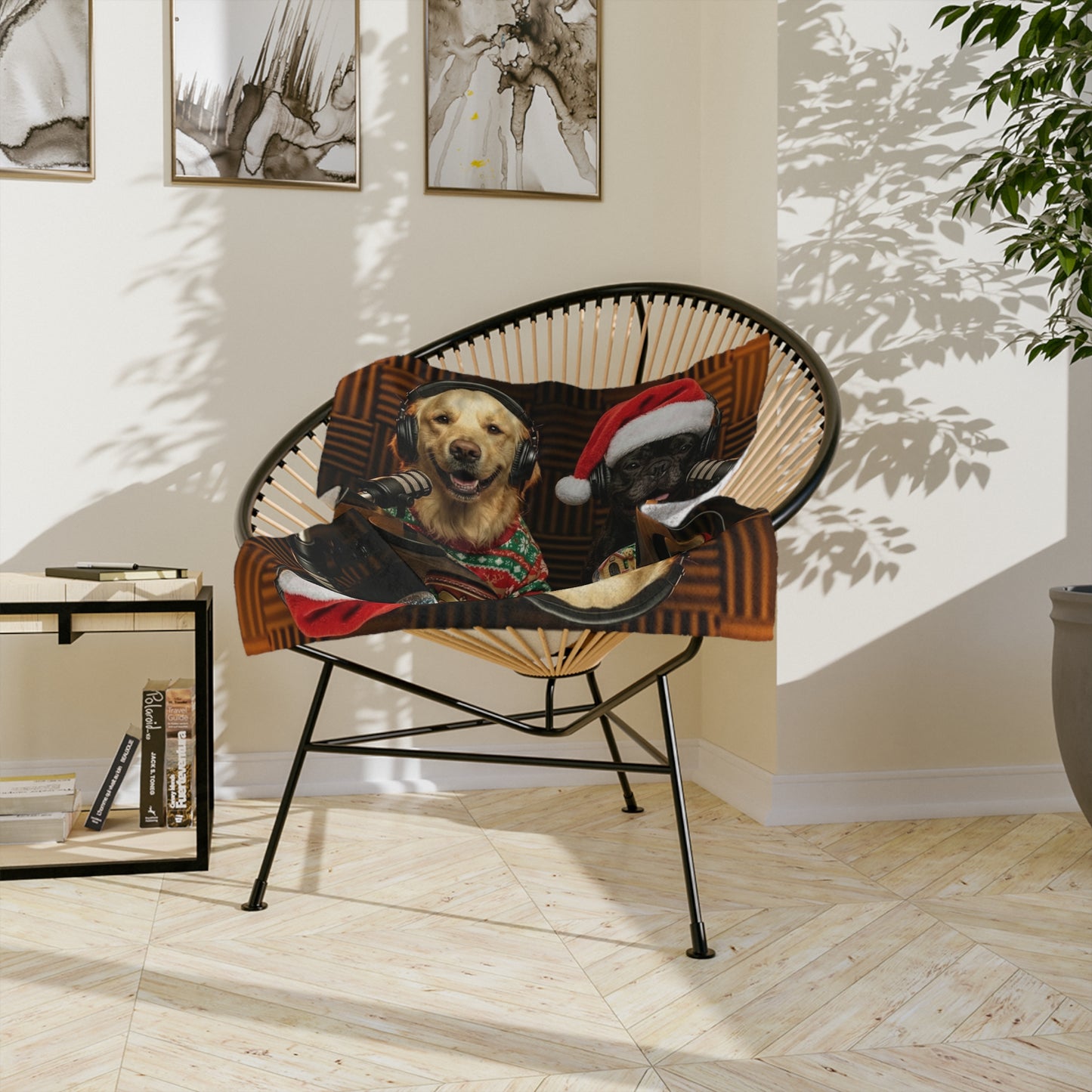 Goldie & Frenchie Velveteen Blanket – Christmas design!