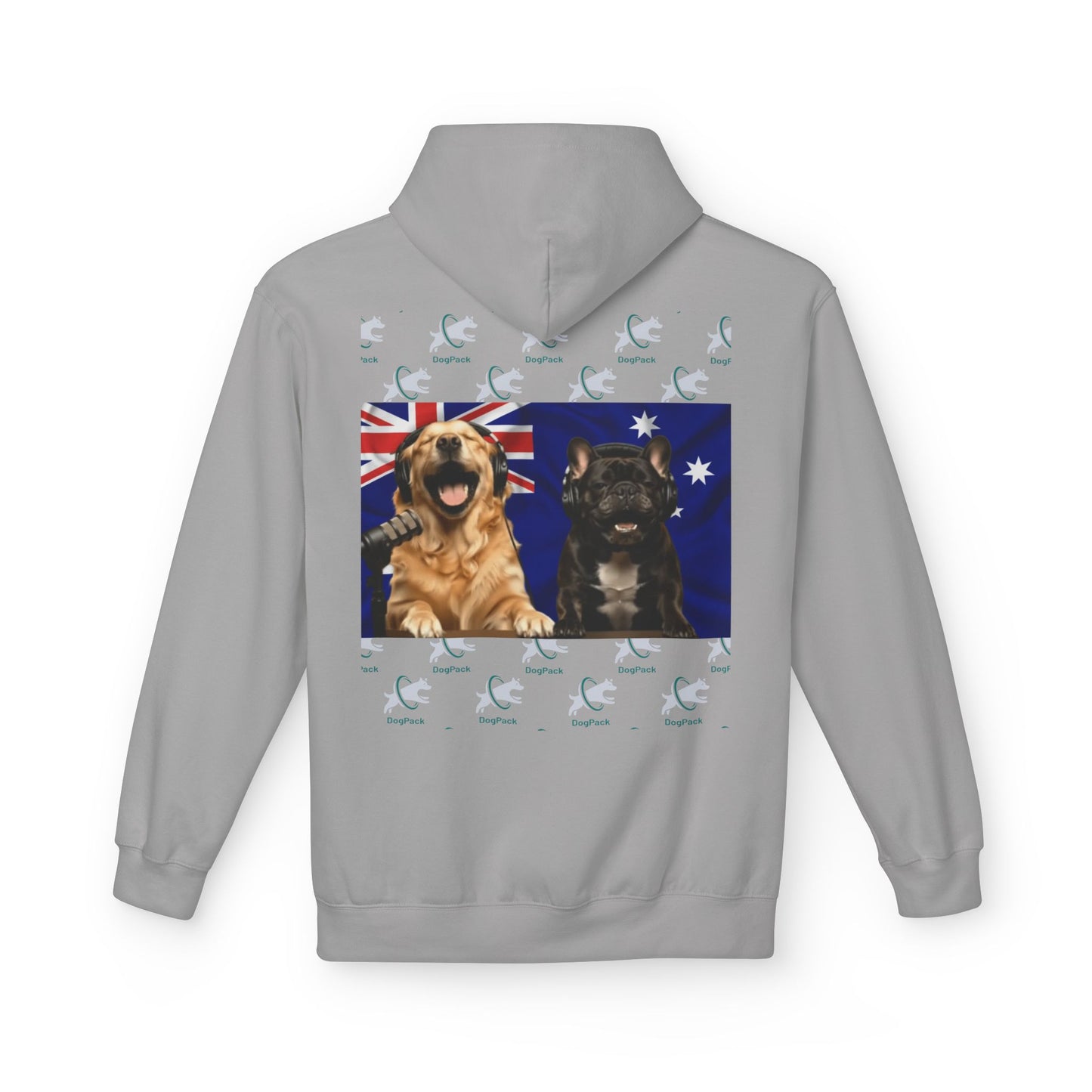 Goldie & Frenchie Repeating Pattern with Australia Flag Hoodie — Front & Back Print - Ships from Australia + New Zealand