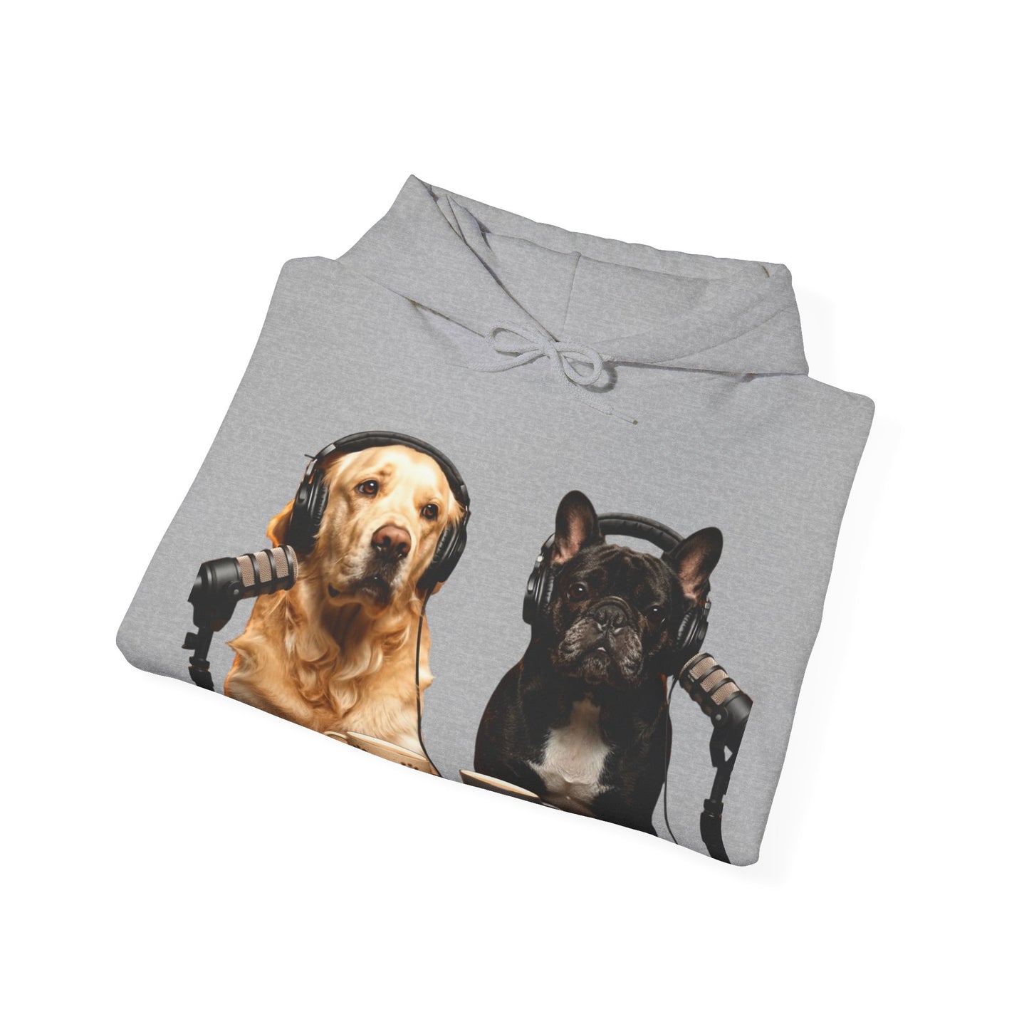 Goldie & Frenchie Dog Podcast with Coffee Mugs Hoodie — Front & Back Print - Ships from United Kingdom