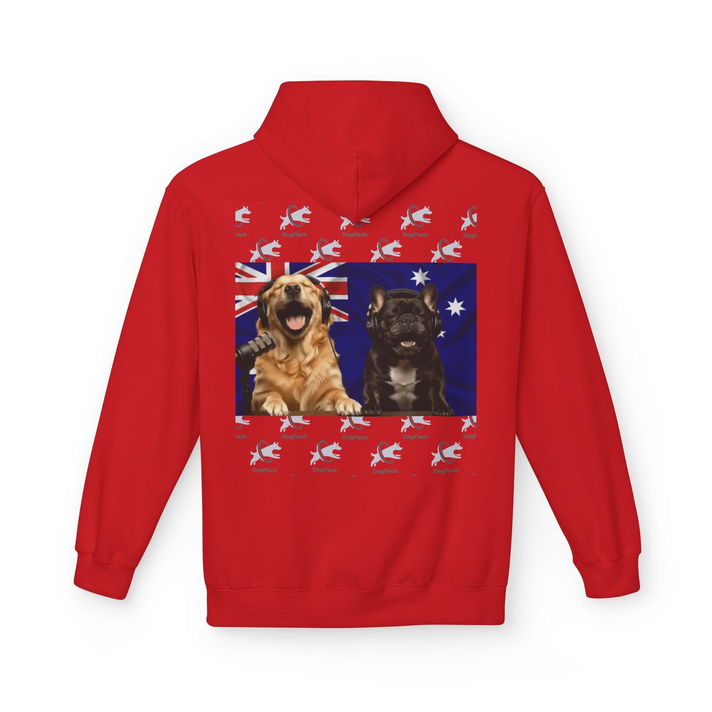 Goldie & Frenchie Repeating Pattern with Australia Flag Hoodie — Front & Back Print - Ships from Australia + New Zealand