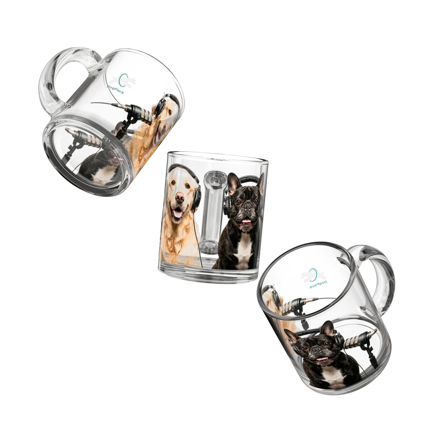 Goldie & Frenchie 10oz (295ml) Glass Mug with Handle