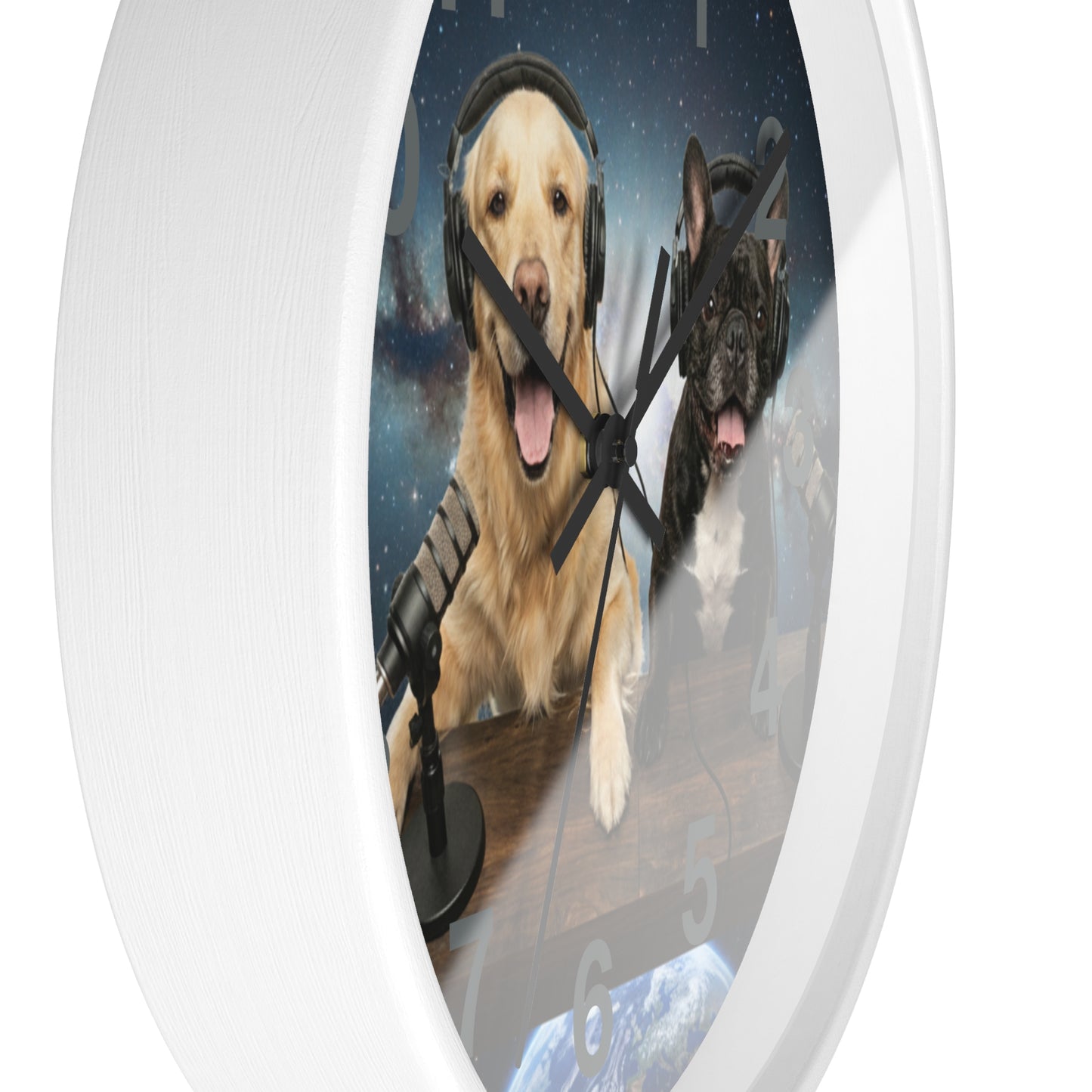 Goldie & Frenchie 'Broadcasting from Space' Wall Clock