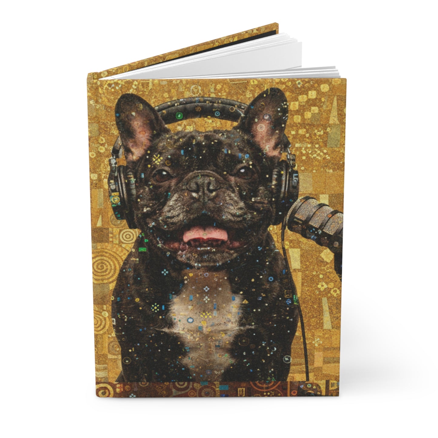 Goldie & Frenchie - Klimt-Inspired Hard Cover Notebook - Matte, Perforated and Lined pages, (75 papers 150 pages)