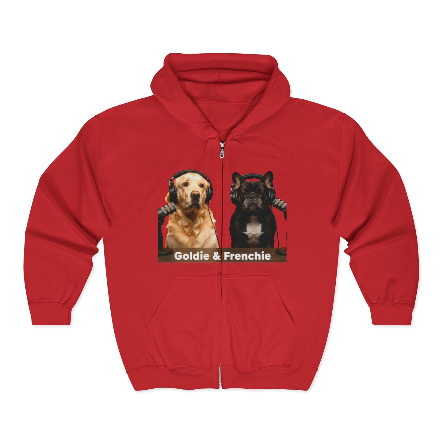 Goldie & Frenchie Podcast Full-Zip Hoodie - Front and Back - Ships from Australia + New Zealand