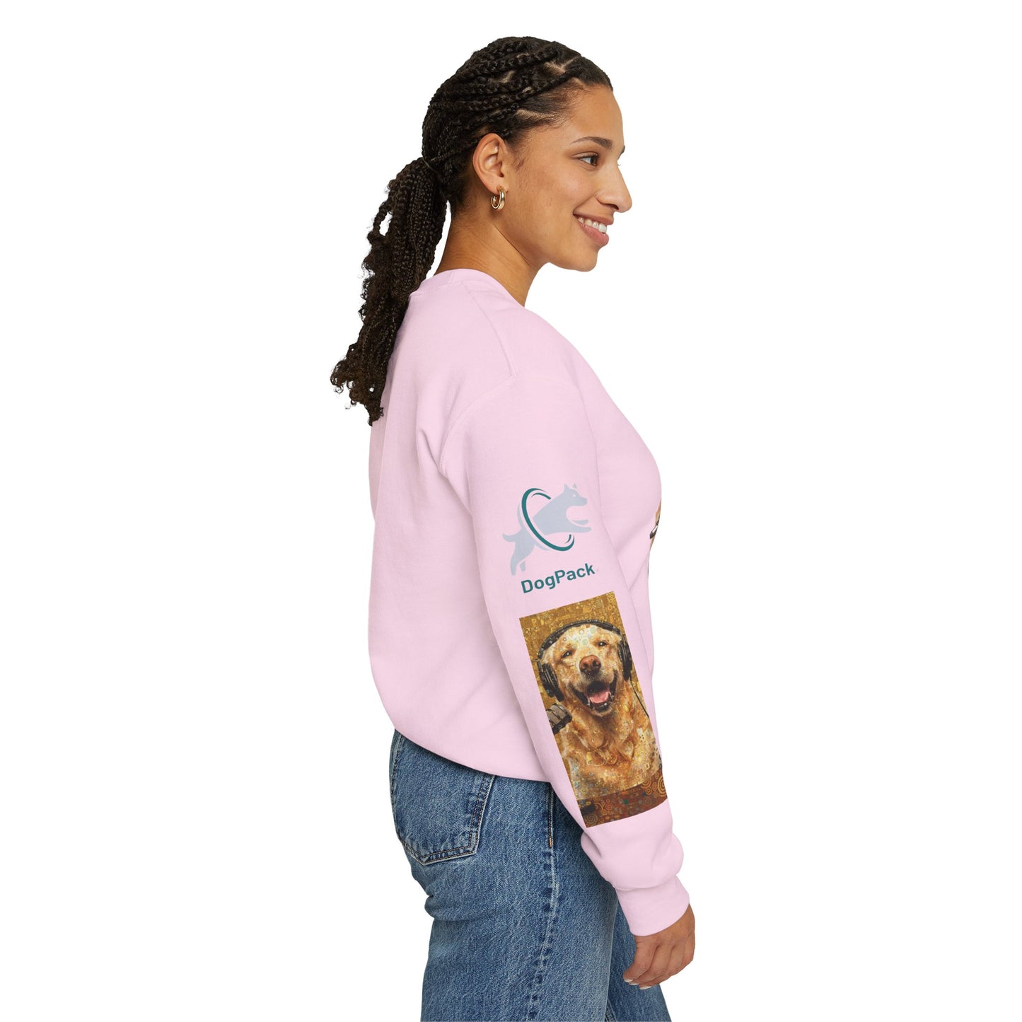 Goldie & Frenchie Chatting Crewneck with Klimt style G&F sleeves