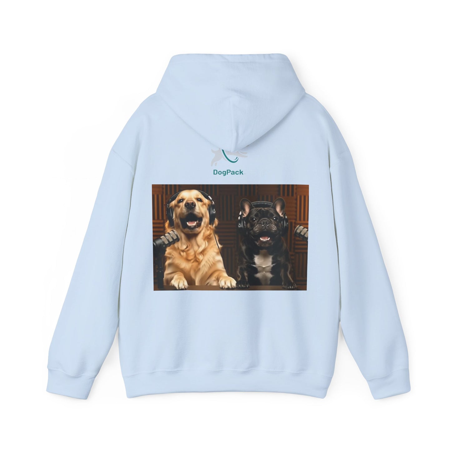 Goldie & Frenchie Dog Podcast with Coffee Mugs Hoodie — Front & Back Print - Ships from United Kingdom