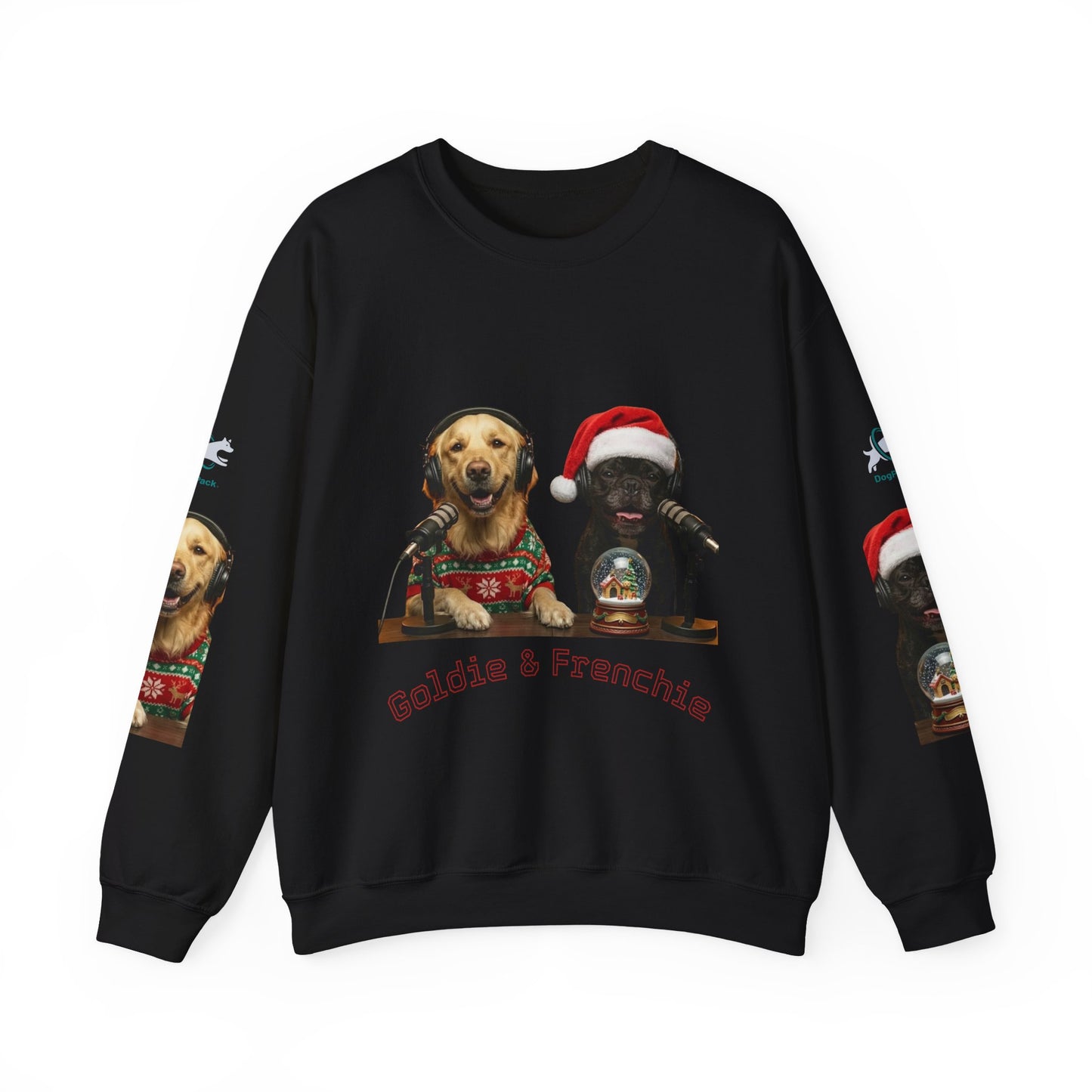Goldie & Frenchie Christmas Crewneck with G&F sleeves