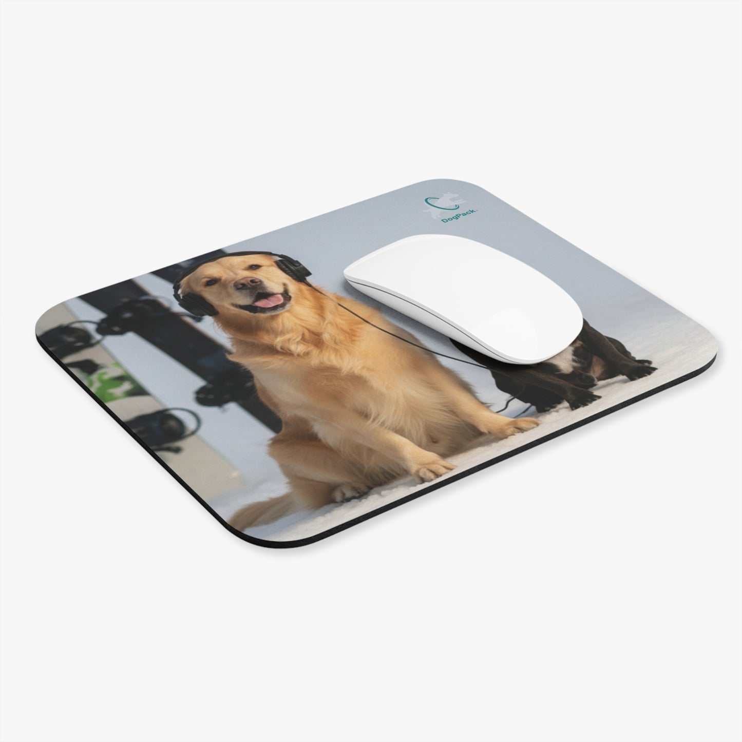 Goldie & Frenchie Snowboarding Mouse Pad