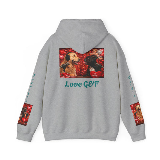 Goldie & Frenchie Hoodie — "Love G&F" Valentines Day Special - Sleeves, Back, and Front