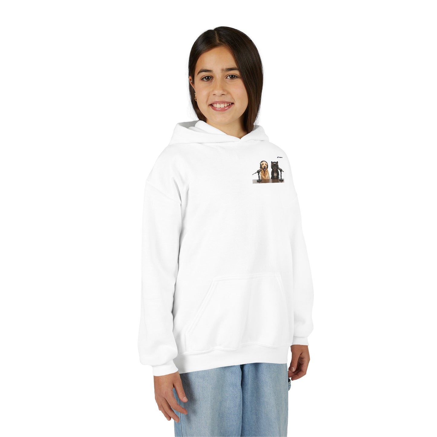 Youth Hoodie — Goldie & Frenchie Chest Graphic