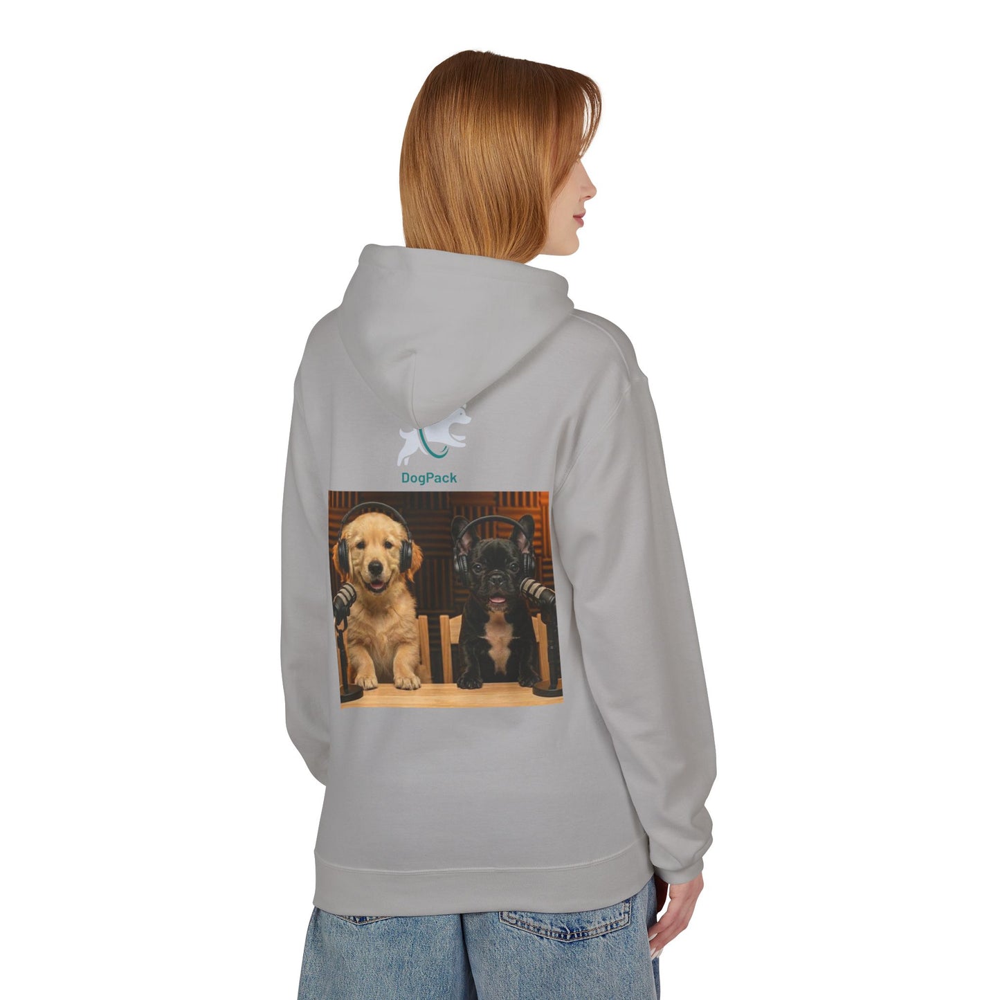 Puppies Goldie & Frenchie Front and Back Print - Soft Style Podcast Hoodie