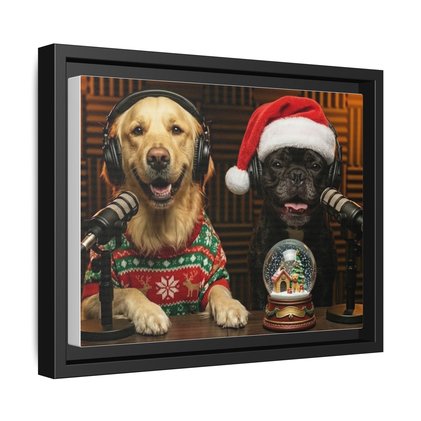 Goldie & Frenchie Christmas Podcast Matte Canvas Print (Framed)