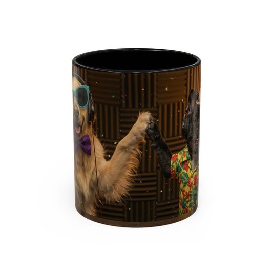 Goldie & Frenchie Party Accent Coffee Mug – Sunglasses, Bowtie & Hawaiian Shirt (11/15oz)