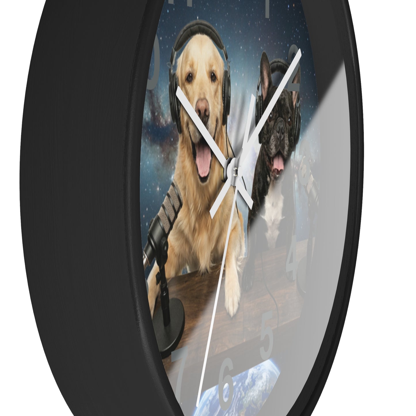 Goldie & Frenchie 'Broadcasting from Space' Wall Clock
