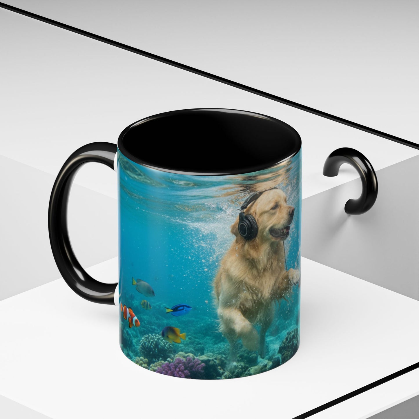 Goldie & Frenchie 'Let's go Deep' Accent Coffee Mug – Choose your Color Interior (11/15oz)