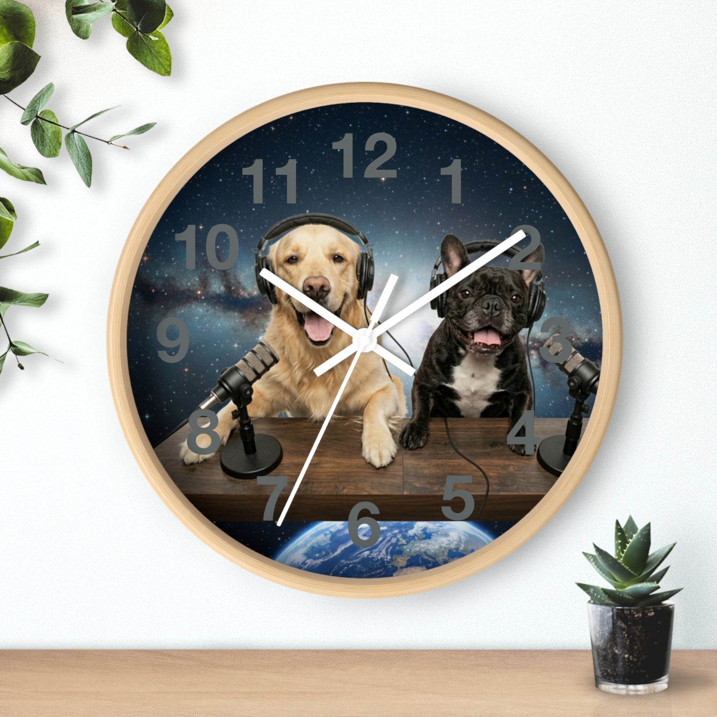 Goldie & Frenchie 'Broadcasting from Space' Wall Clock