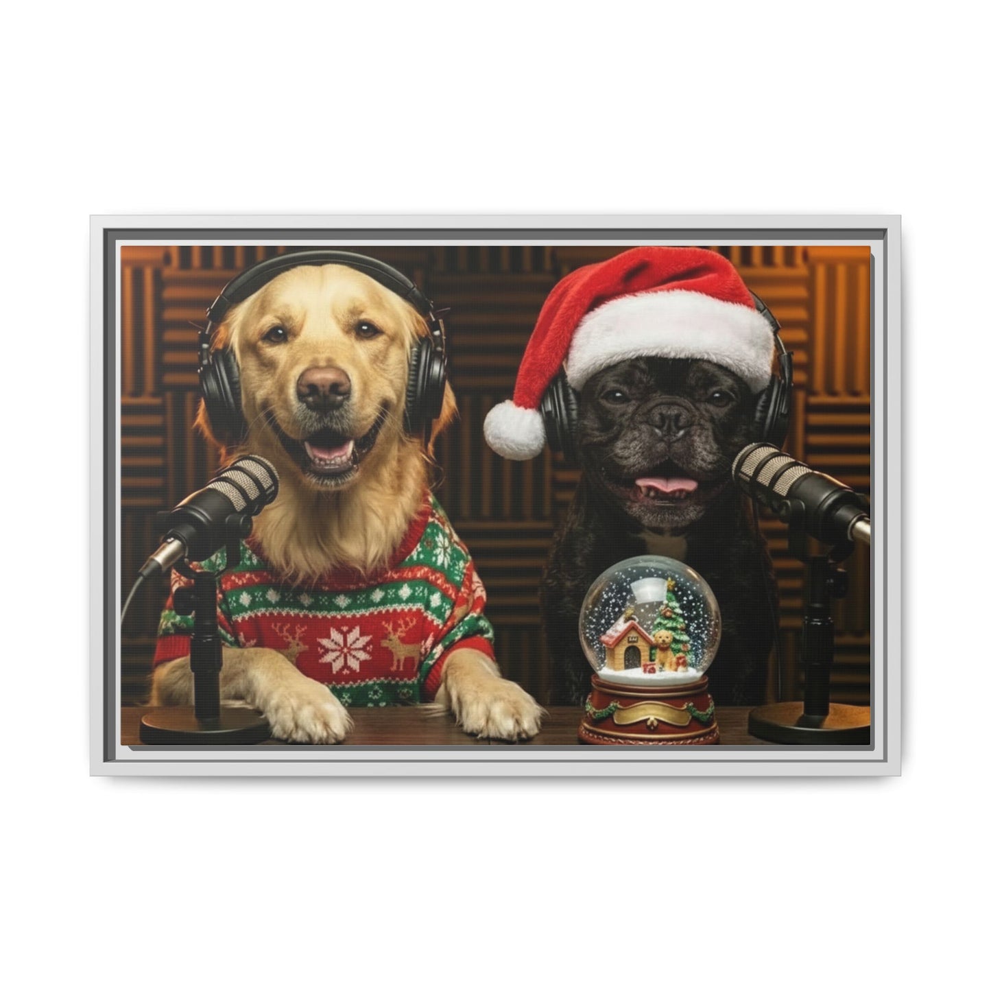 Goldie & Frenchie Christmas Podcast Matte Canvas Print (Framed)