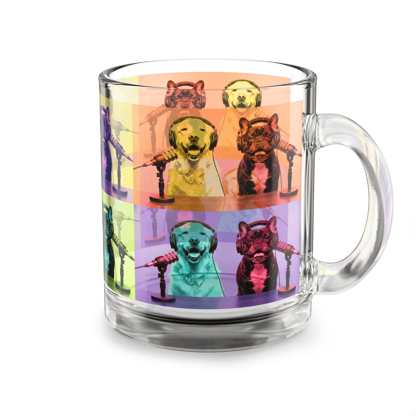Goldie & Frenchie 10oz (295ml) Glass Mug with Handle - Warhol Pop-Art Inspired