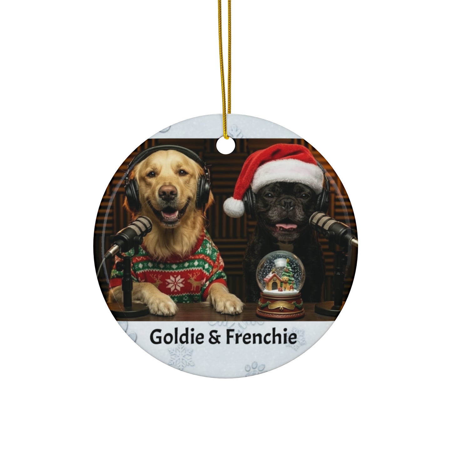 Goldie & Frenchie Christmas Ceramic Ornament