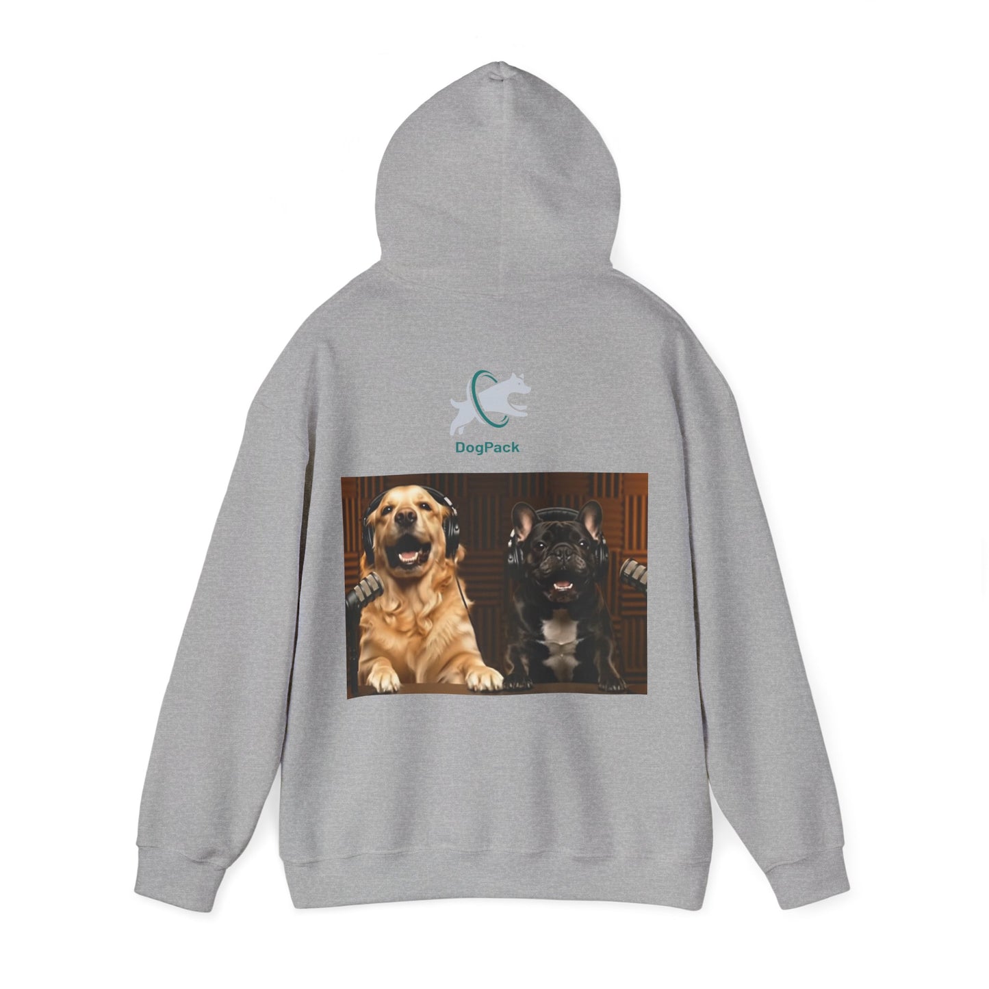 Goldie & Frenchie Dog Podcast with Coffee Mugs Hoodie — Front & Back Print - Ships from United Kingdom
