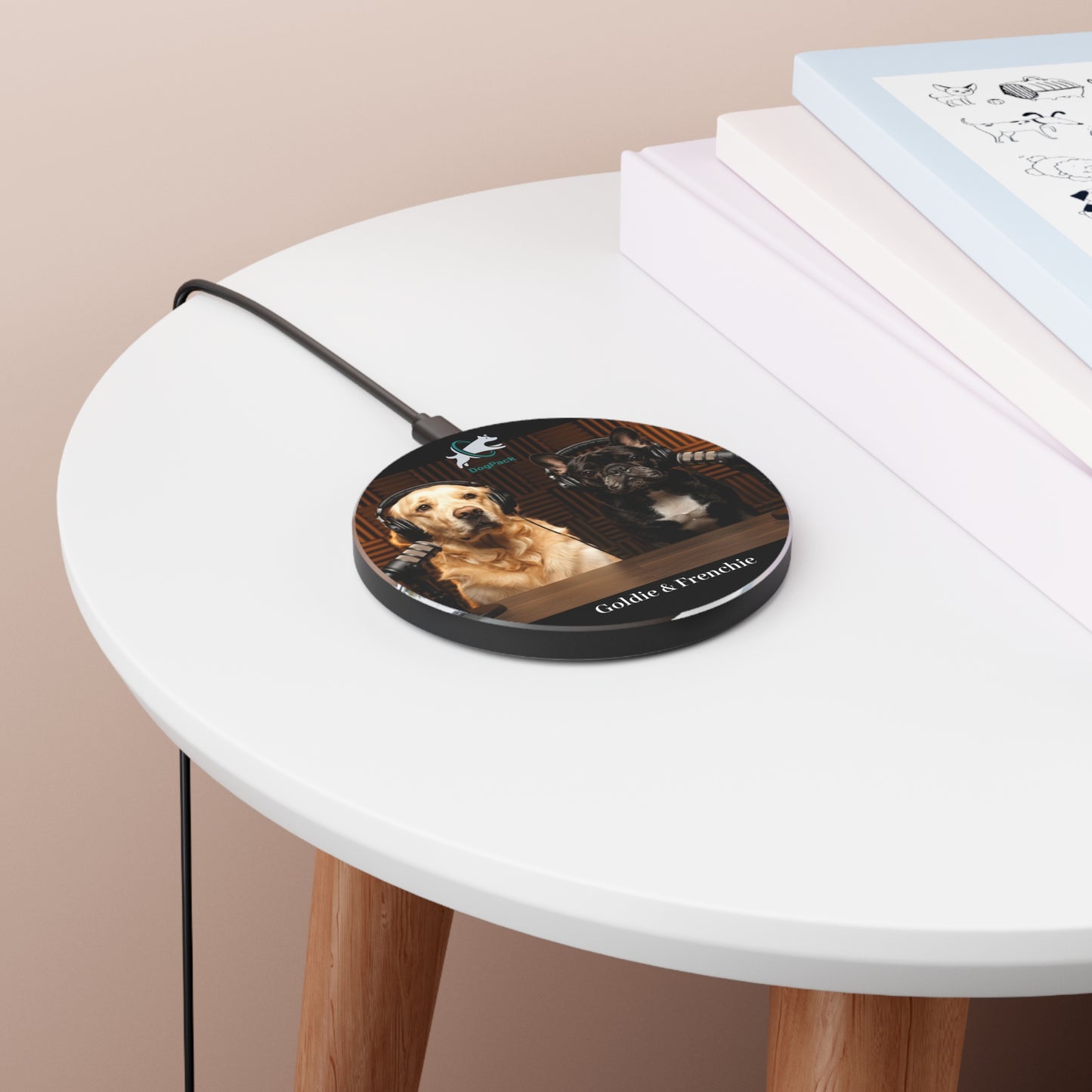 Goldie & Frenchie Podcast Studio Wireless Charger – 10W Qi Fast Charging Pad