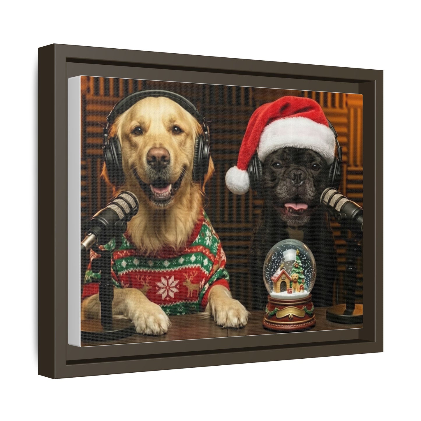 Goldie & Frenchie Christmas Podcast Matte Canvas Print (Framed)