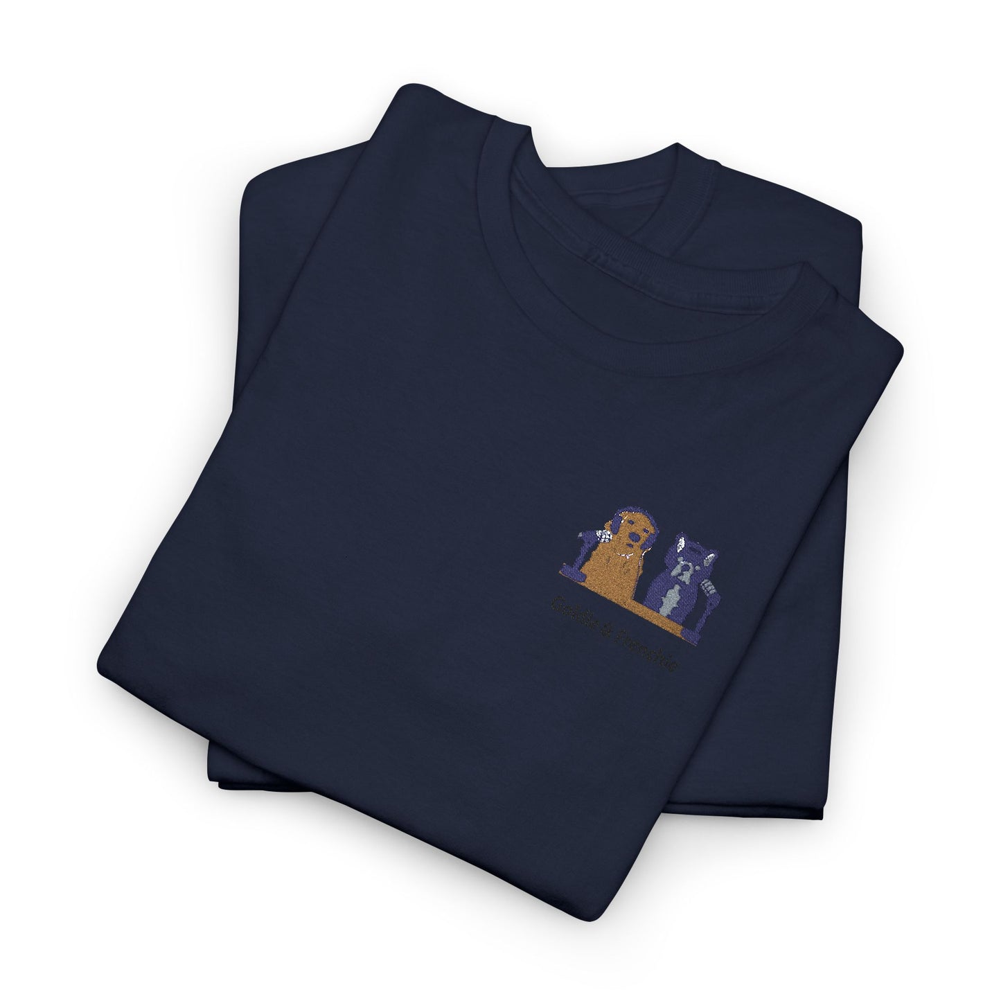 Goldie & Frenchie Embroidered Patch T-Shirt with DogPack Sleeve Logo - Colorway variations #3