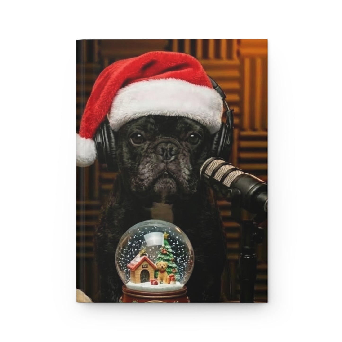 Goldie & Frenchie Christmas Hardcover Journal — Festive Santa Hat & Sweater Notebook
