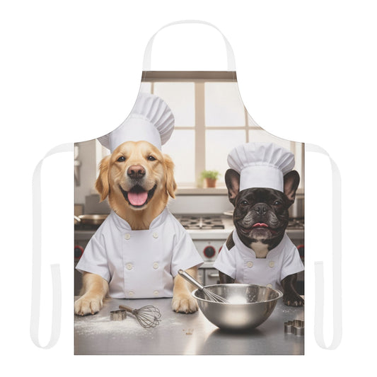 Goldie & Frenchie Chef Apron - Cute Kitchen Apron with The Dogs in Chef Hats