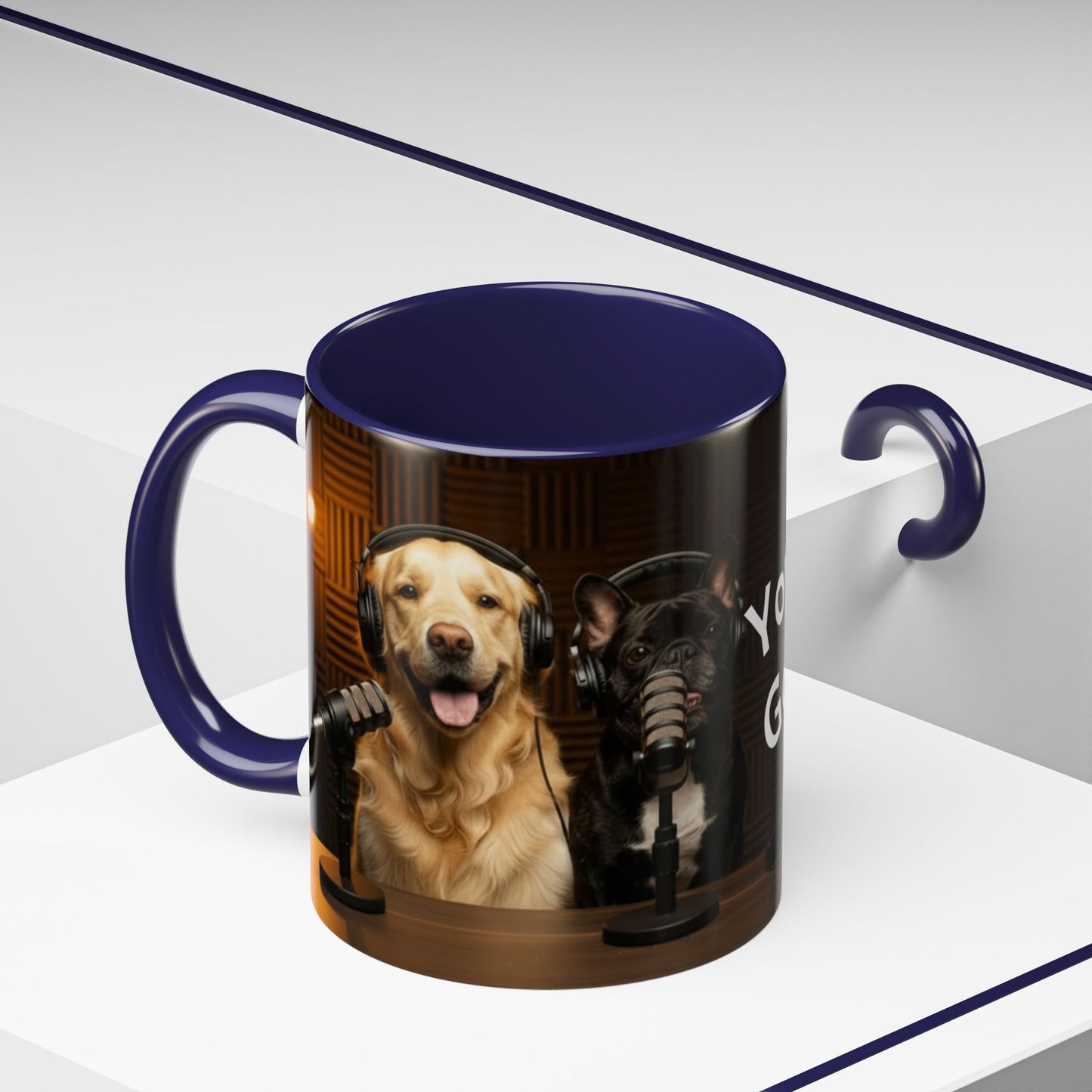 Goldie & Frenchie Custom Accent Coffee Mug – Choose your Color Interior and Send in your Pic (11/15oz)