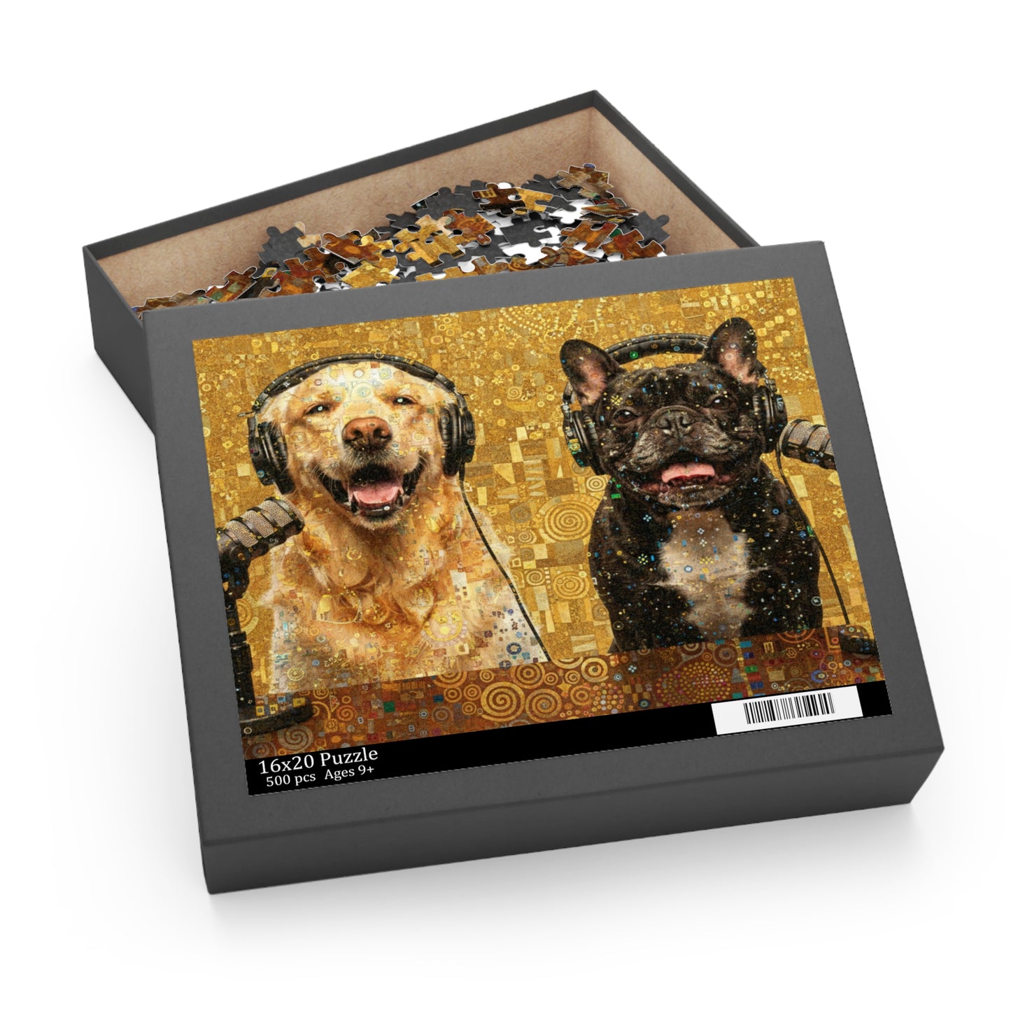Goldie & Frenchie Klimt Inspired Puzzle — 120/252/500‑Piece Jigsaw
