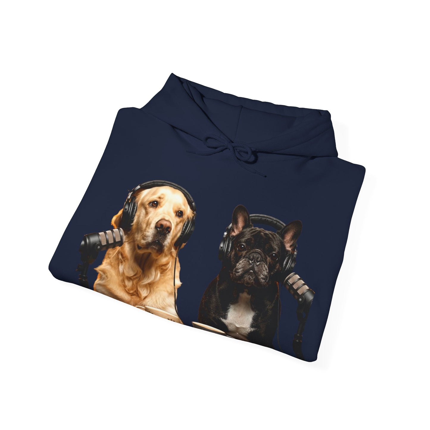 Goldie & Frenchie Dog Podcast with Coffee Mugs Hoodie — Front & Back Print - Ships from United Kingdom