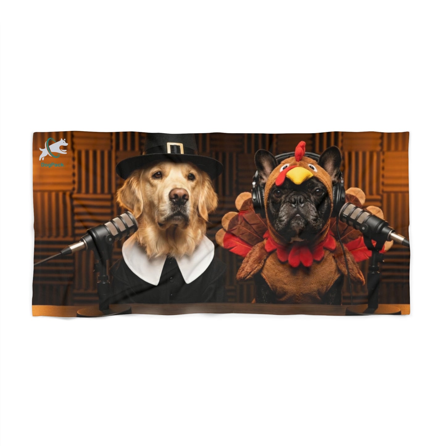 Goldie & Frenchie Pilgrim Thanksgiving Beach Towel