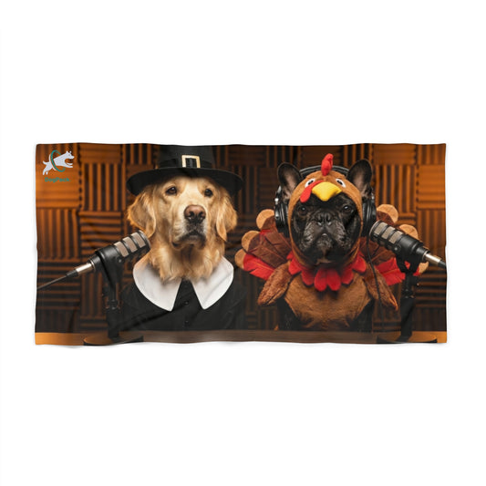Goldie & Frenchie Pilgrim Thanksgiving Beach Towel