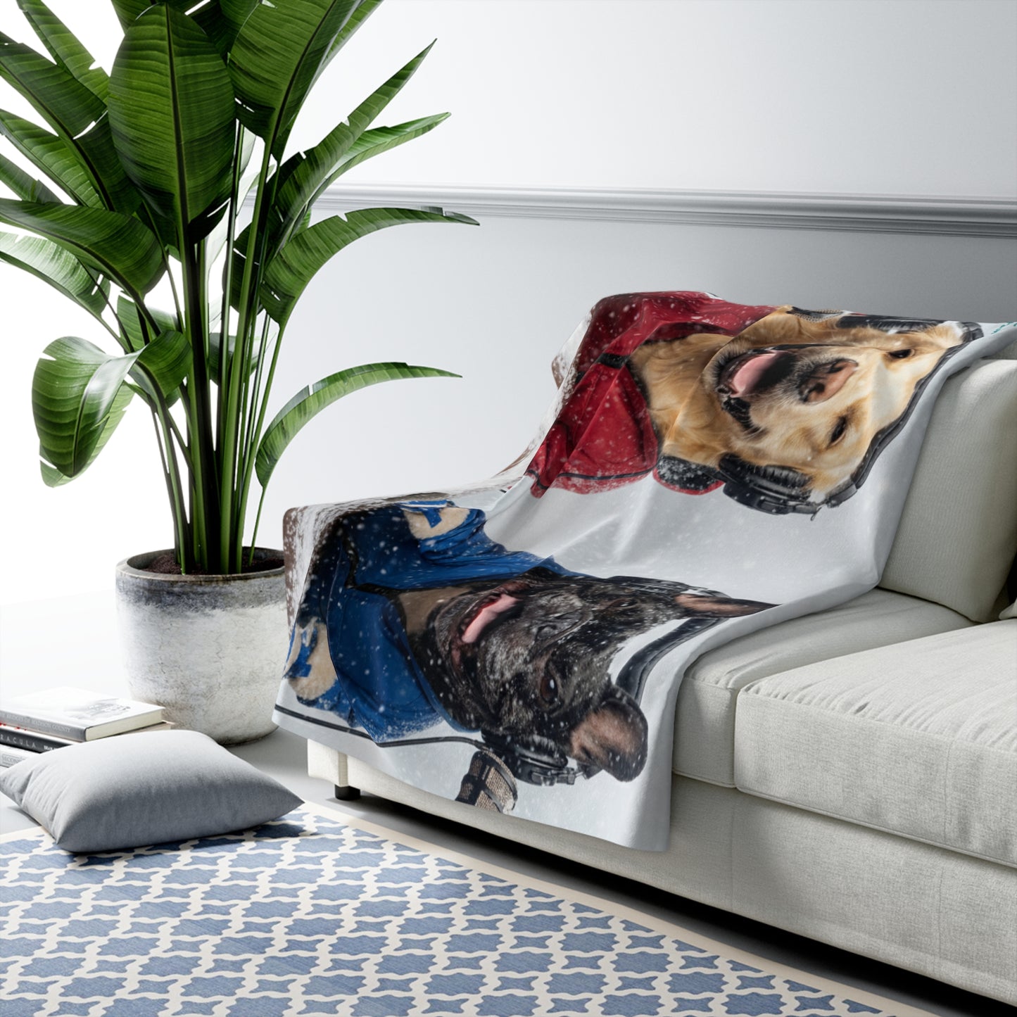 Goldie & Frenchie Sherpa Blanket — Cozy Winter Design to Keep You Warm!