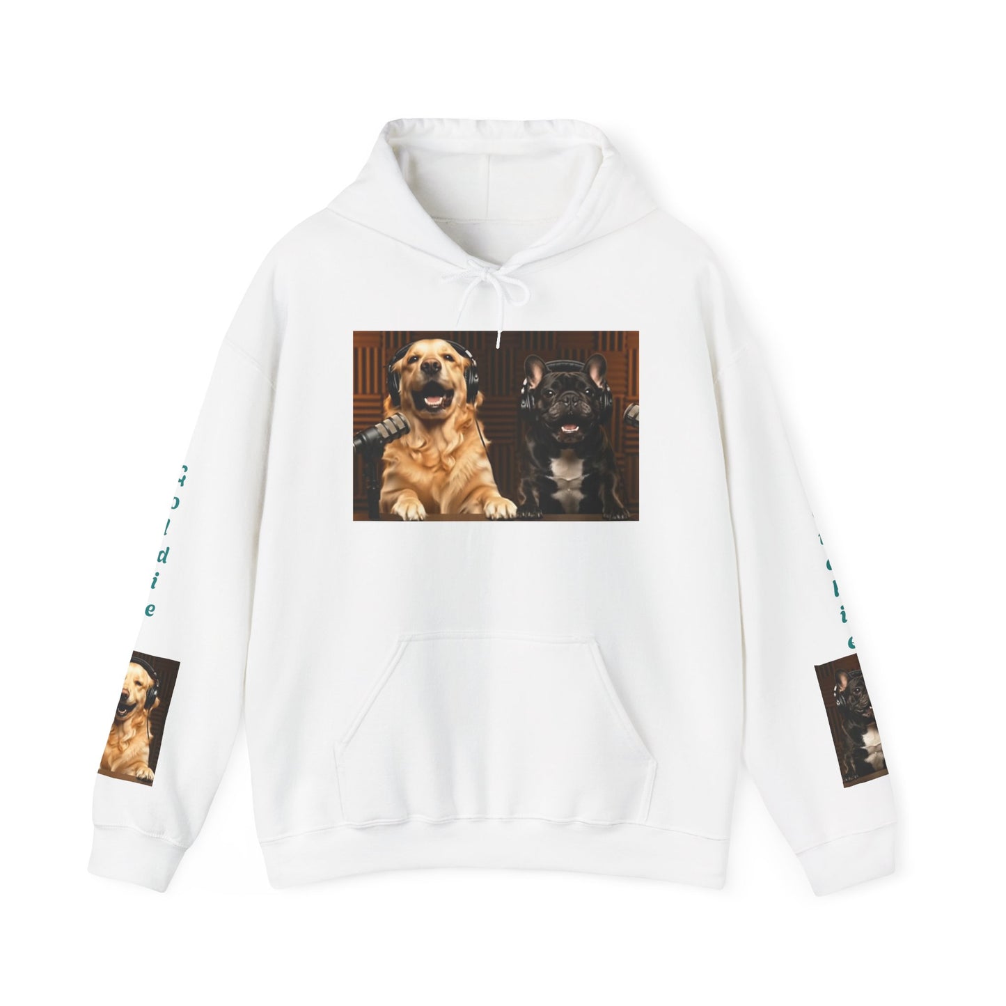 Goldie & Frenchie Hoodie — "Love G&F" Back and Front
