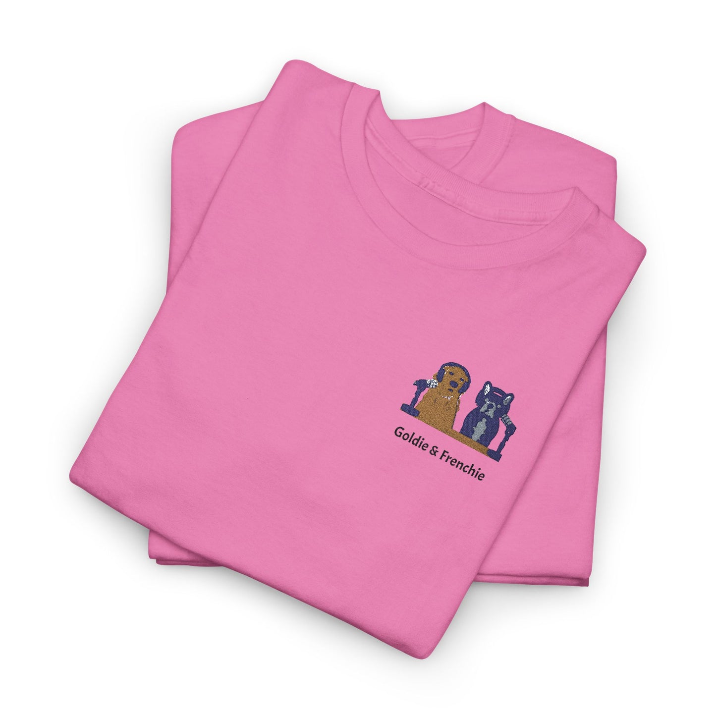 Goldie & Frenchie Embroidered Patch T-Shirt with DogPack Sleeve Logo - Colorway variations #3