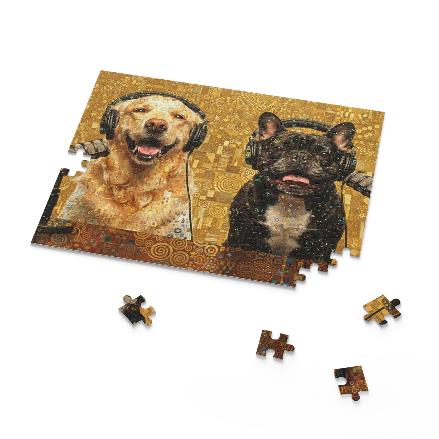 Goldie & Frenchie Klimt Inspired Puzzle — 120/252/500‑Piece Jigsaw