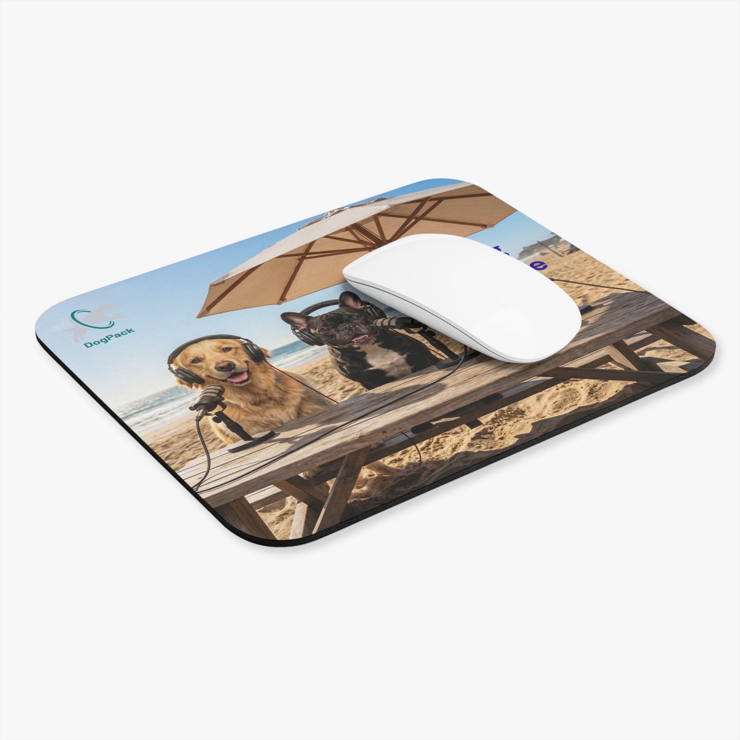 Goldie & Frenchie - "On the Beach with your Dog" Custom Podcast Mouse Pad (9"x8")