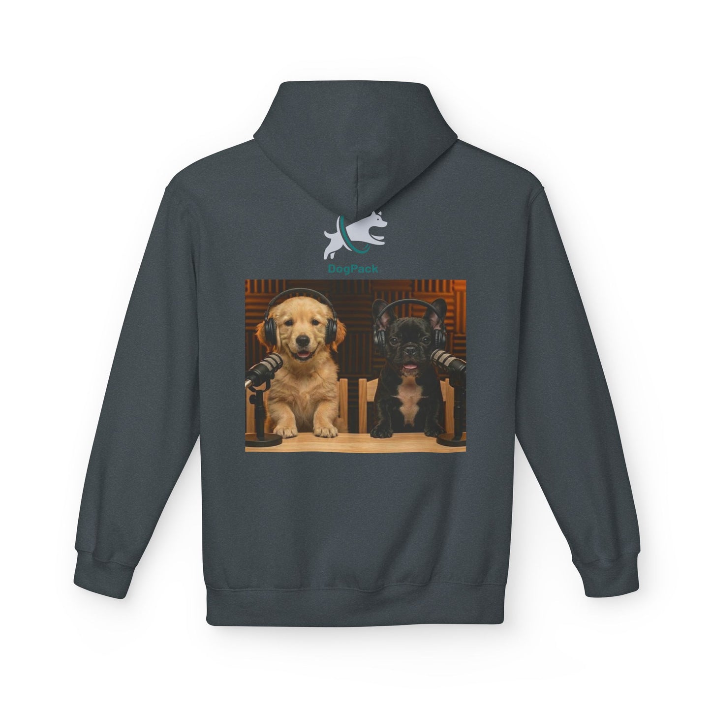 Puppies Goldie & Frenchie Front and Back Print - Soft Style Podcast Hoodie