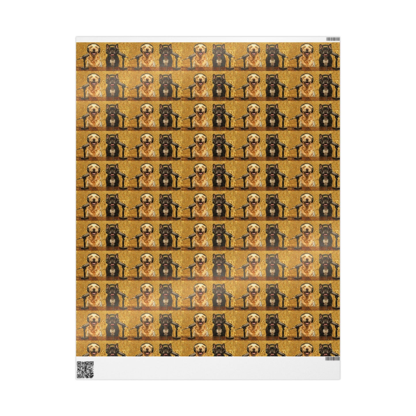 Goldie & Frenchie Klimt Inspired Wrapping Paper Roll — Colorful Gold - Dog Inspired Gift Wrap