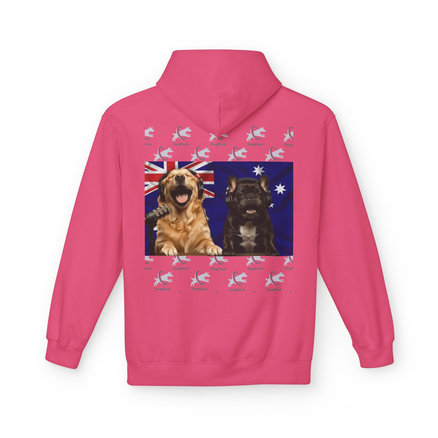 Goldie & Frenchie Repeating Pattern with Australia Flag Hoodie — Front & Back Print - Ships from Australia + New Zealand