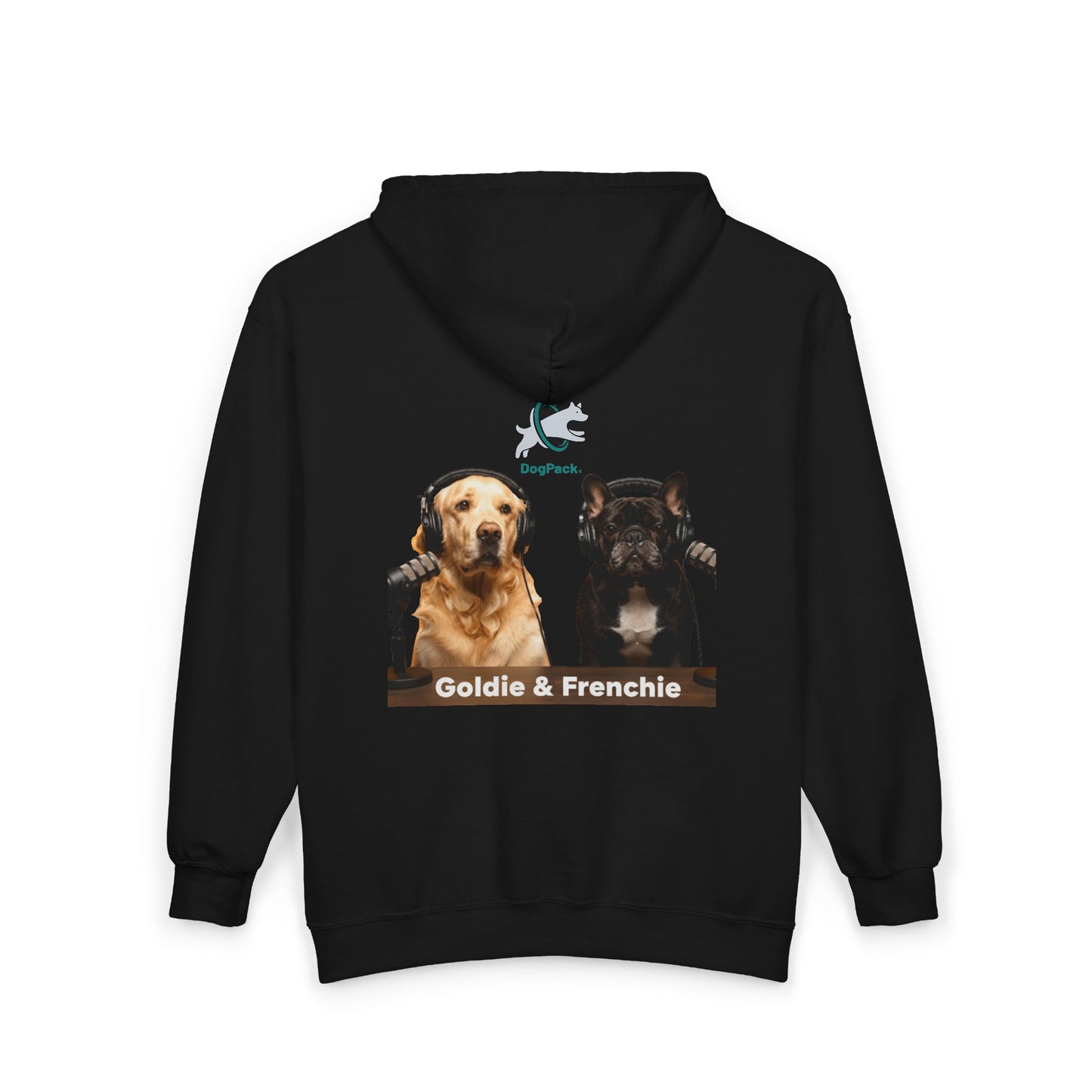 Goldie & Frenchie Podcast Full-Zip Hoodie - Front and Back - Ships from Australia + New Zealand