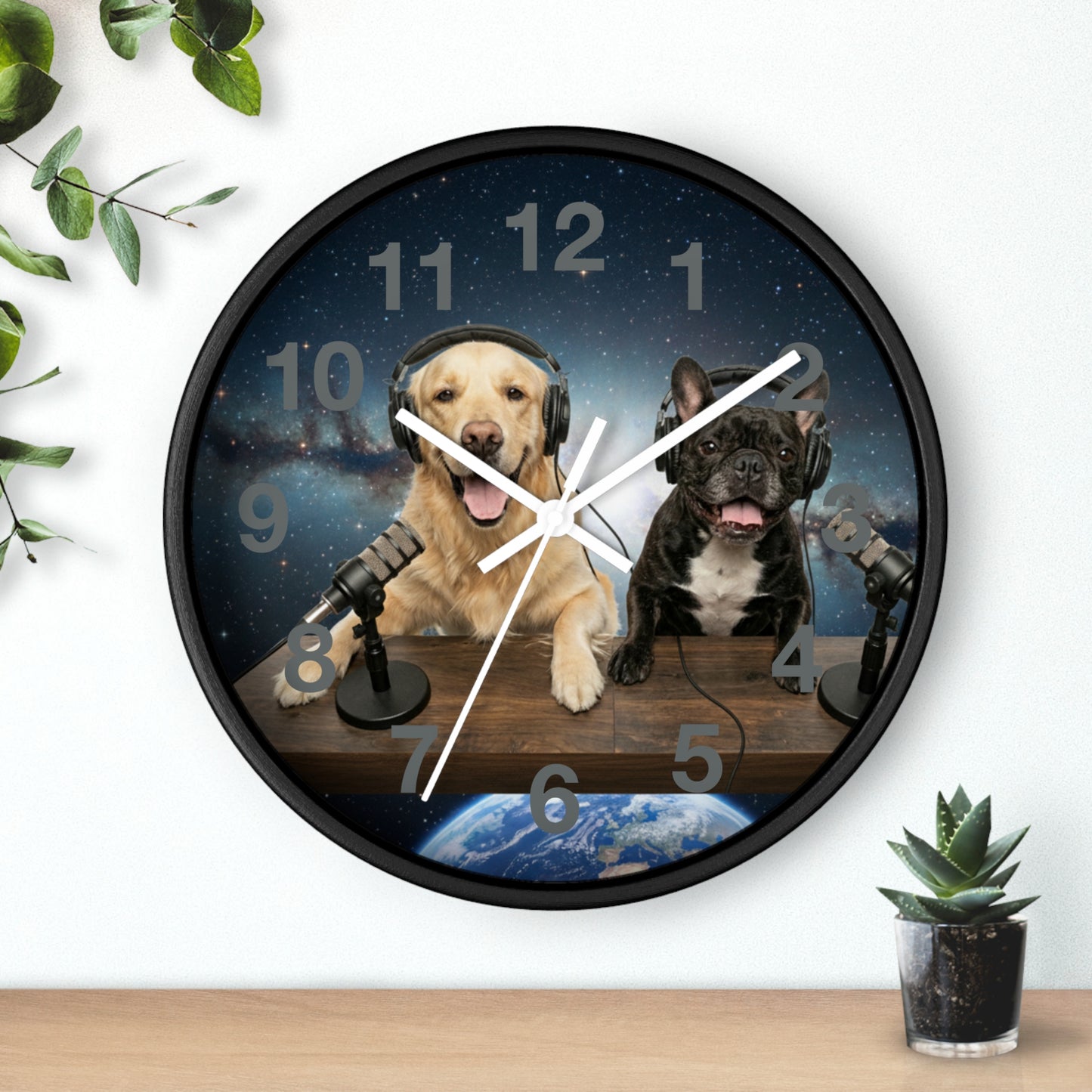 Goldie & Frenchie 'Broadcasting from Space' Wall Clock