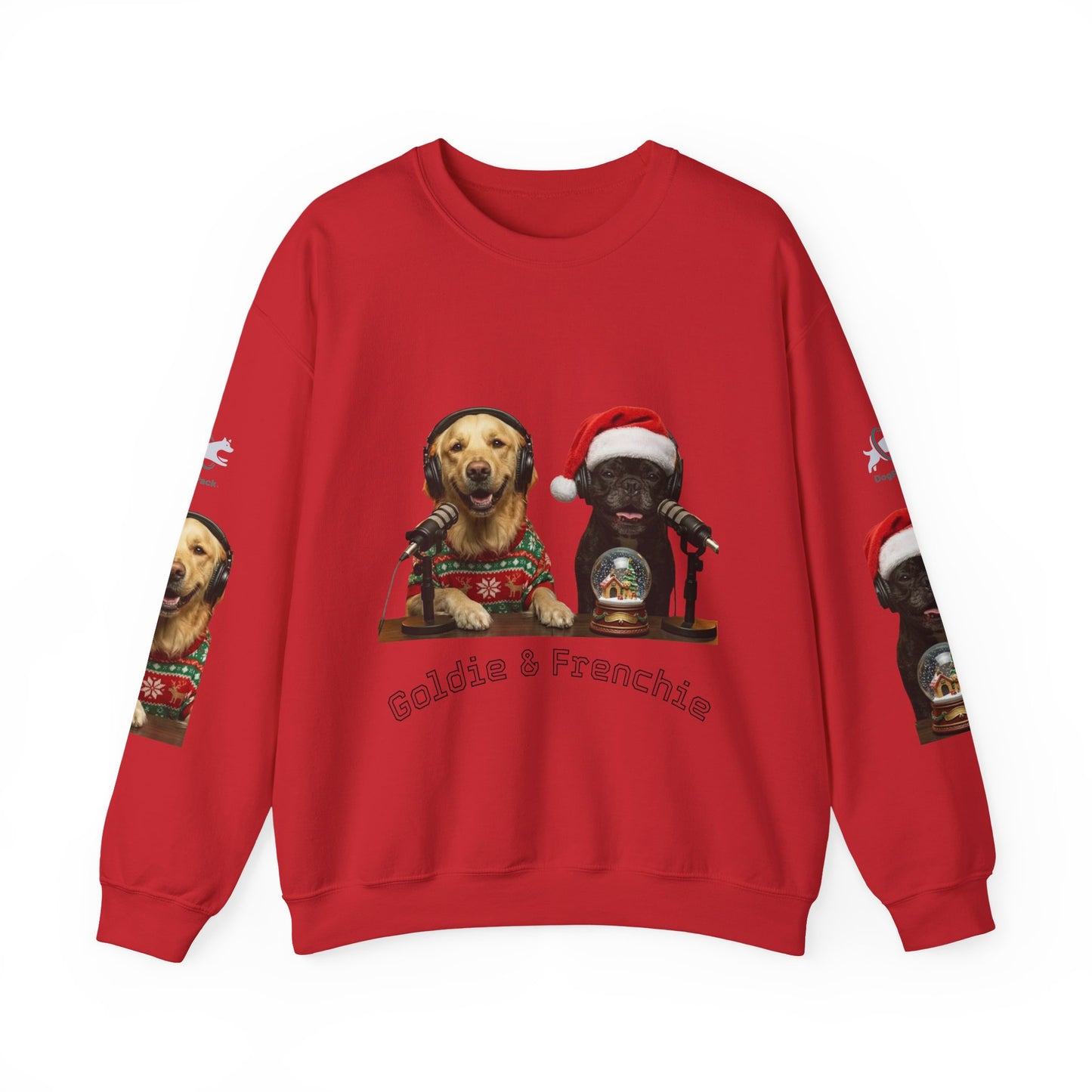 Goldie & Frenchie Christmas Crewneck with G&F sleeves