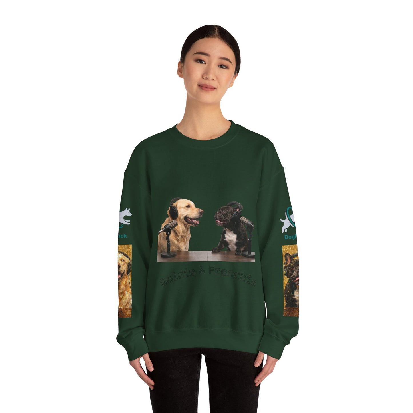 Goldie & Frenchie Chatting Crewneck with Klimt style G&F sleeves
