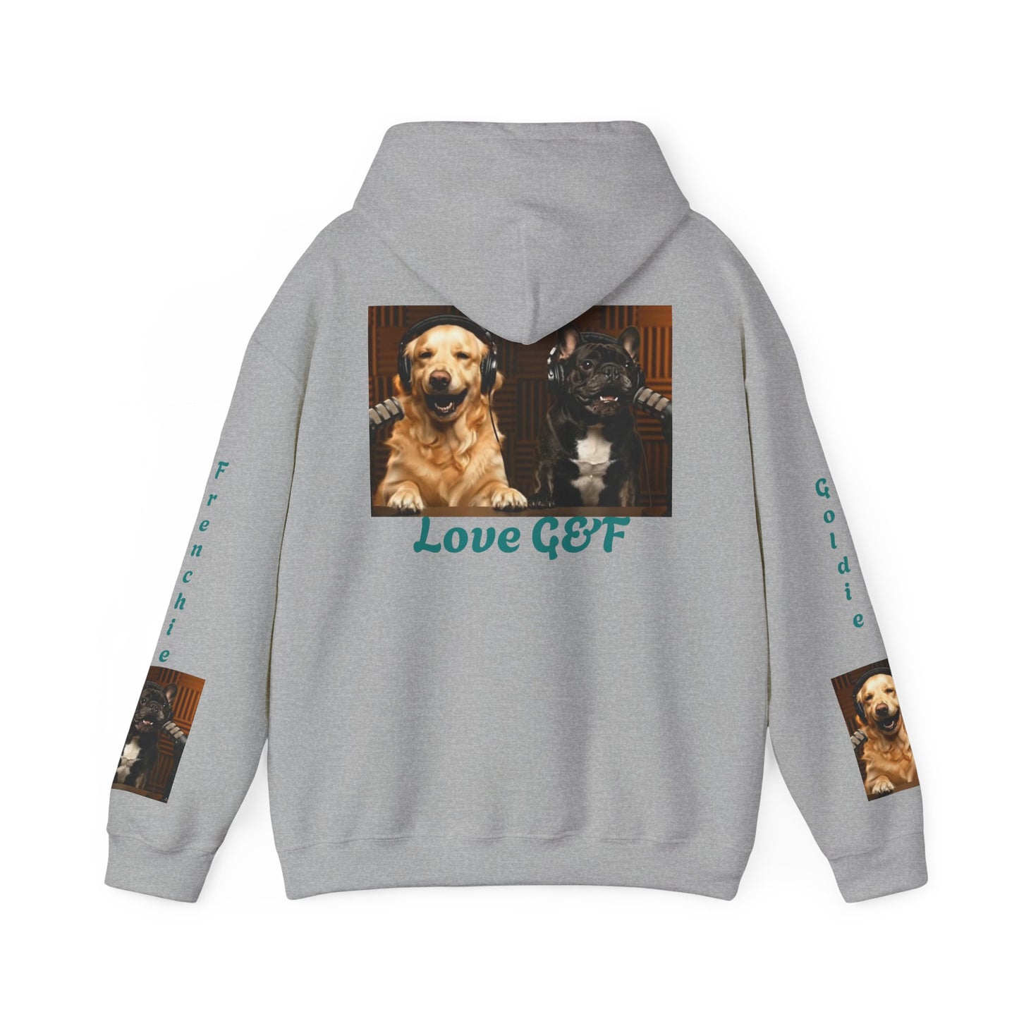 Goldie & Frenchie Hoodie — "Love G&F" Back and Front